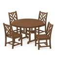 thumbnail image 1 of POLYWOOD Chippendale 5-Piece Round Side Chair Dining Set in Teak, 1 of 2