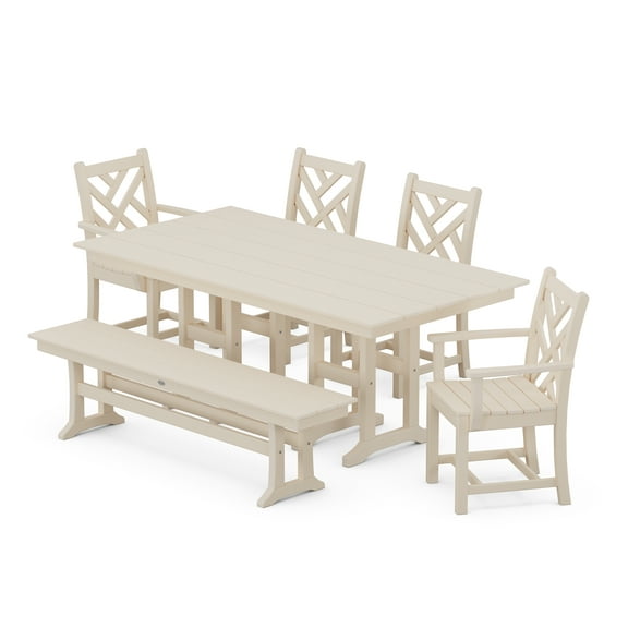 POLYWOOD Chippendale 6-Piece Farmhouse Dining Set in Sand