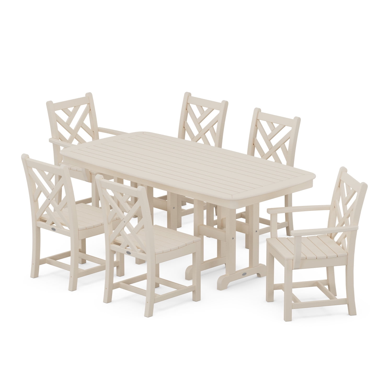 POLYWOOD Chippendale 7 Piece Dining Set in Sand