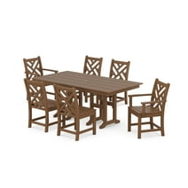 POLYWOOD Chippendale 7-Piece Farmhouse Dining Set in Teak