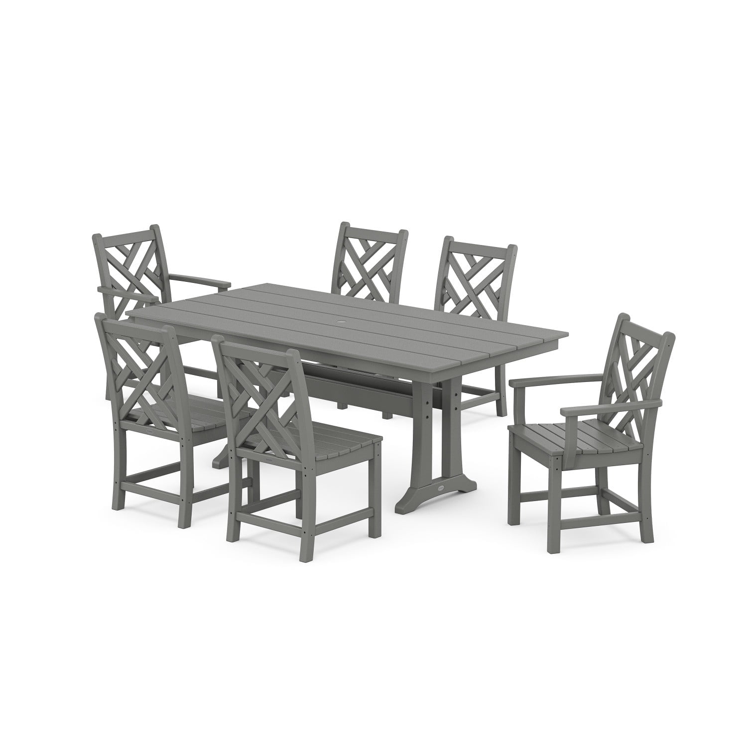Slate Gray 7-Piece Farmhouse Trestle Dining Set