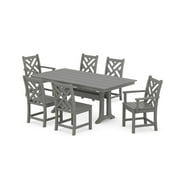 POLYWOOD Chippendale 7-Piece Farmhouse Trestle Dining Set in Slate Grey