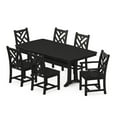 thumbnail image 1 of POLYWOOD Chippendale 7-Piece Nautical Trestle Dining Set in Black, 1 of 2