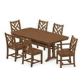 thumbnail image 1 of POLYWOOD Chippendale 7-Piece Nautical Trestle Dining Set in Teak, 1 of 2