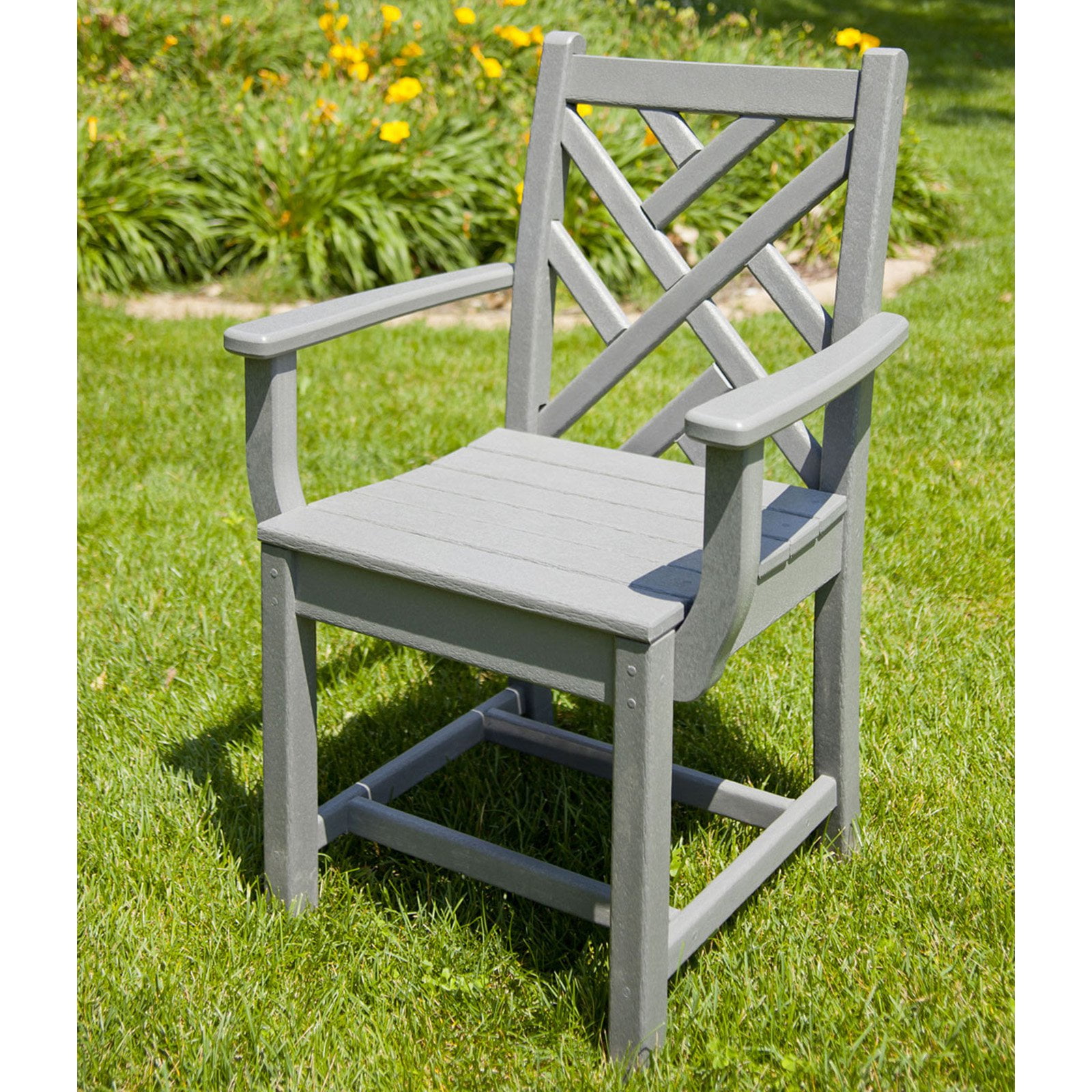 Slate Grey Chippendale Outdoor Dining Arm Chair