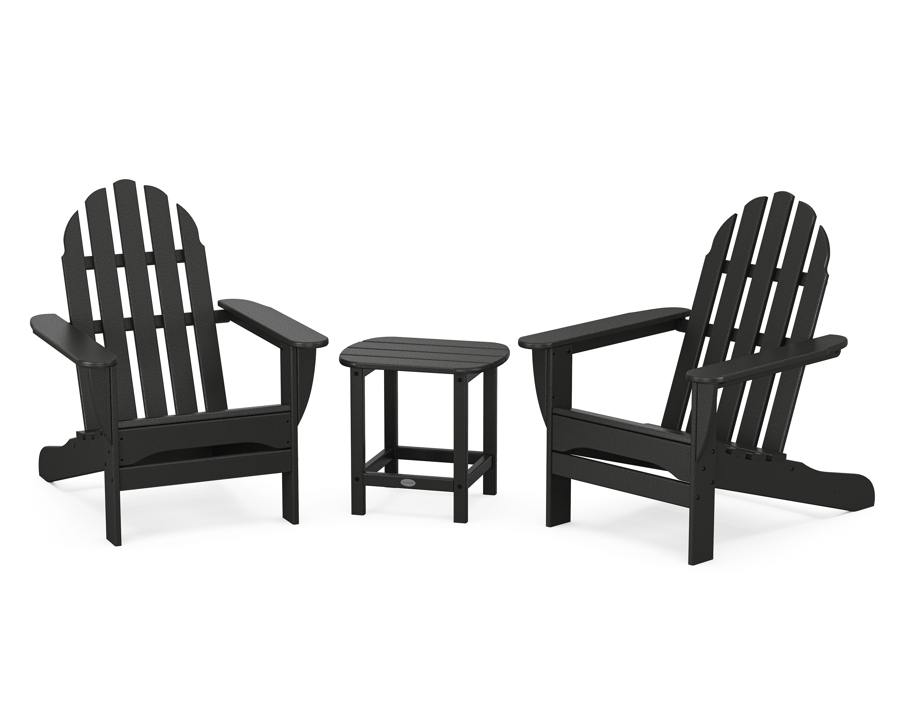 POLYWOOD Classic Adirondack 3-Piece Set with South Beach 18" Side Table in Black - image 1 of 5