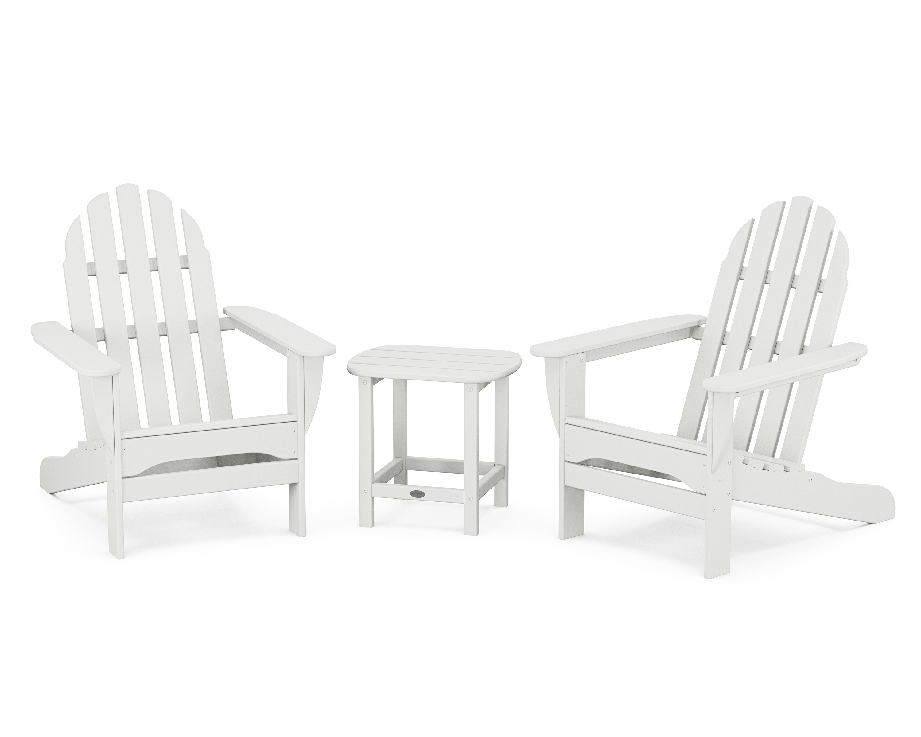 POLYWOOD Classic Adirondack 3-Piece Set with South Beach 18" Side Table in White - image 1 of 5