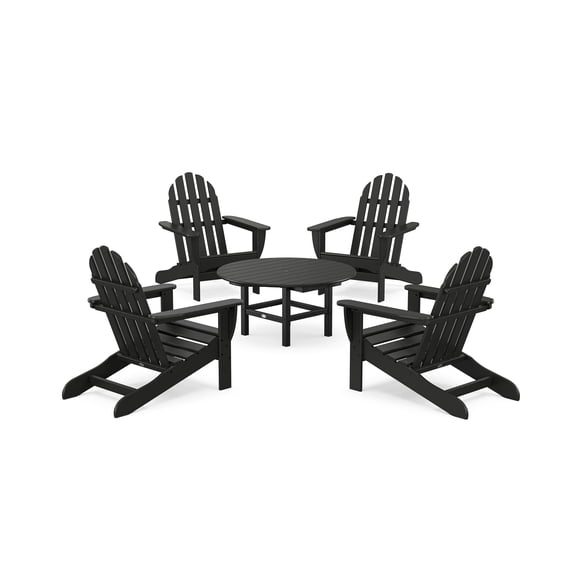 POLYWOOD Classic Adirondack 5-Piece Conversation Set in Black