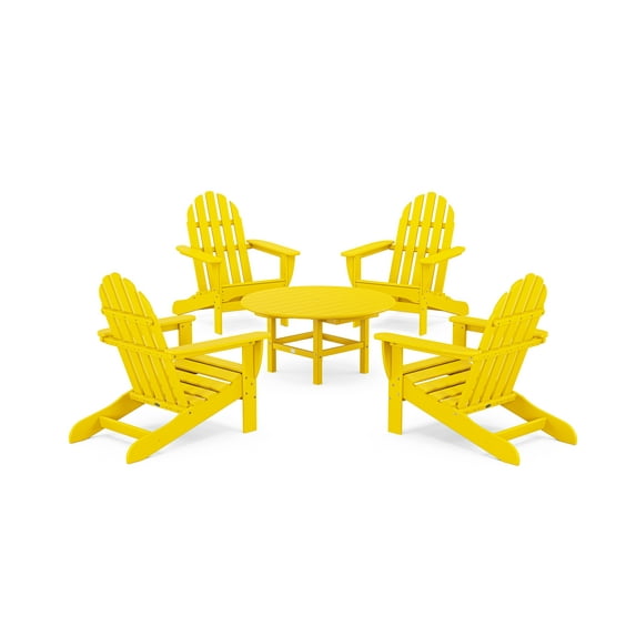 POLYWOOD Classic Adirondack 5-Piece Conversation Set in Lemon