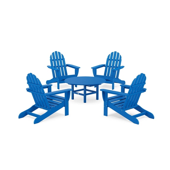 POLYWOOD Classic Adirondack 5-Piece Conversation Set in Pacific Blue