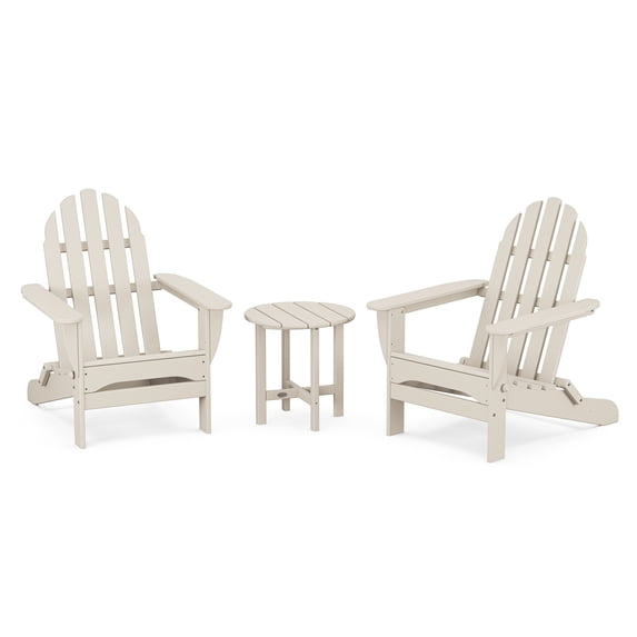 POLYWOOD Classic Folding Adirondack 3-Piece Set in Sand