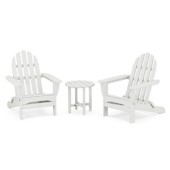 POLYWOOD Classic Folding Adirondack 3-Piece Set in White