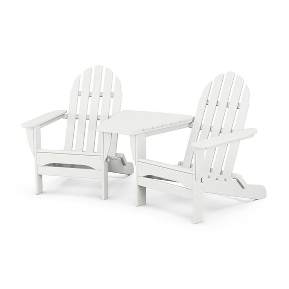 POLYWOOD Classic Folding Adirondacks with Angled Connecting Table in White