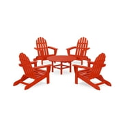 POLYWOOD Classic Folding Outdoor Adirondack 5-Piece Conversation Group in Sunset Red