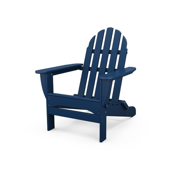 POLYWOOD Classic Folding Polyethylene Adirondack Chair, Navy