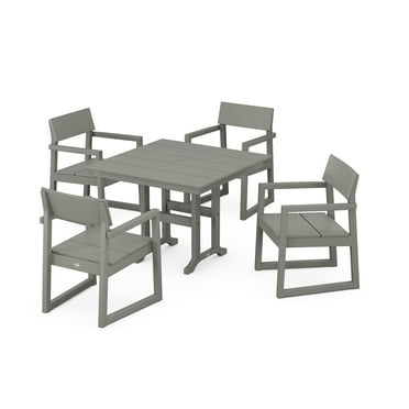 POLYWOOD EDGE 5-Piece Farmhouse Dining Set in Slate Grey