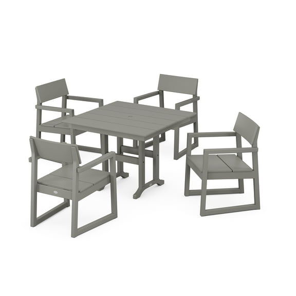 POLYWOOD EDGE 5-Piece Farmhouse Dining Set in Slate Grey