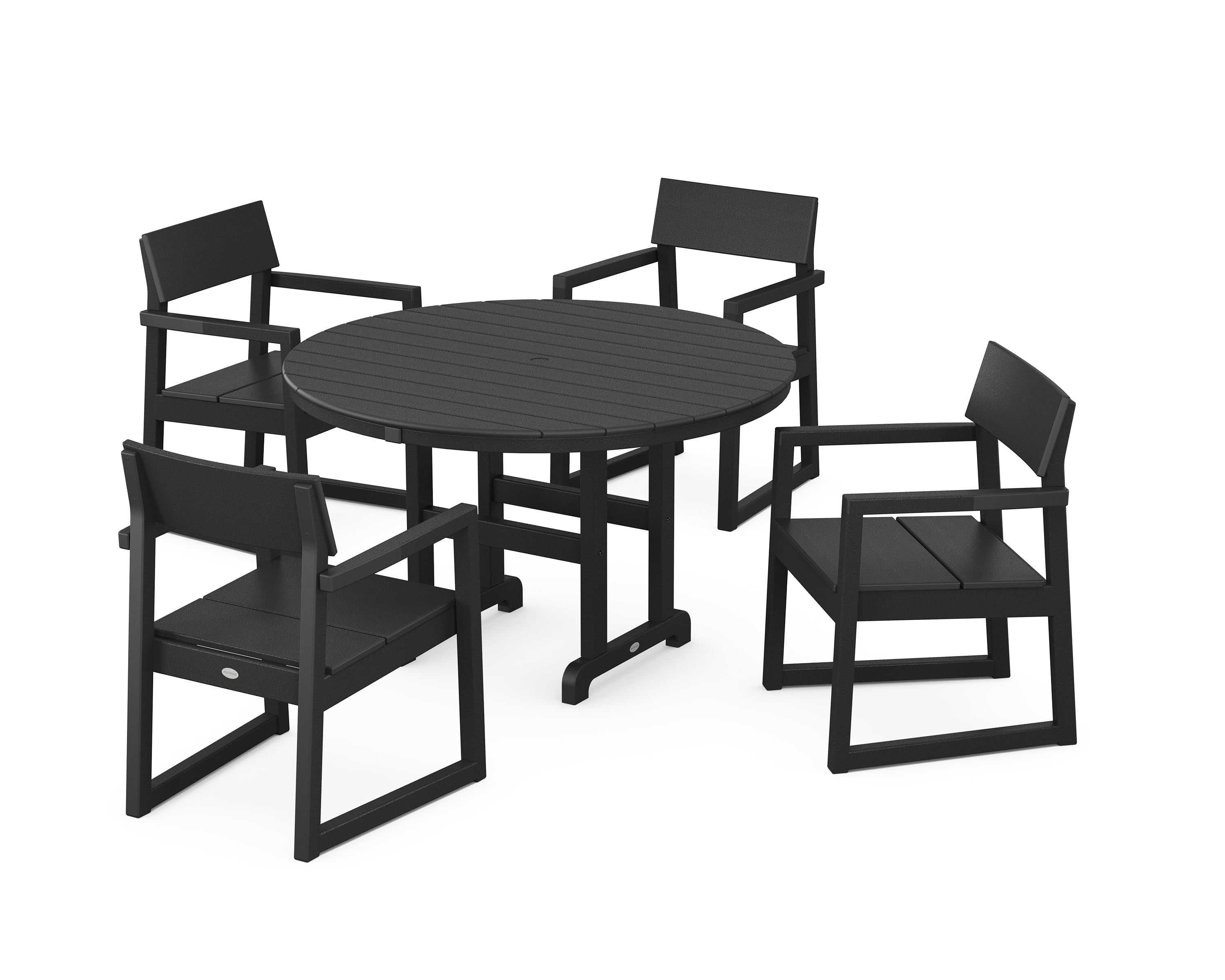 POLYWOOD EDGE 5-Piece Round Farmhouse Dining Set in Black - Walmart.com