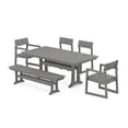 thumbnail image 1 of POLYWOOD EDGE 6-Piece Farmhouse Dining Set With Trestle Legs in Slate Grey, 1 of 1