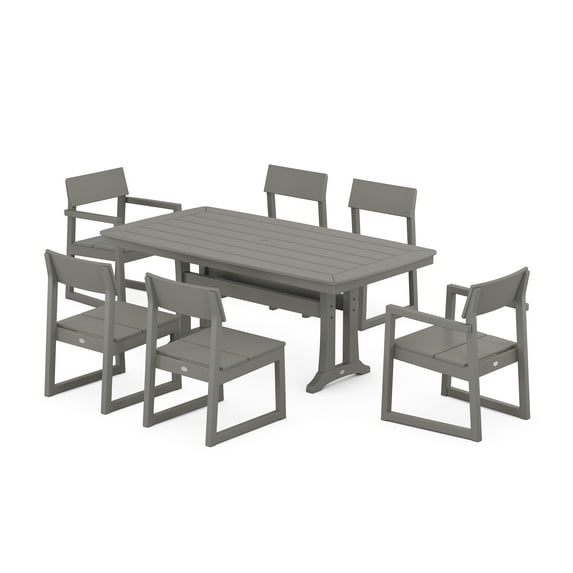 POLYWOOD EDGE 7-Piece Dining Set with Trestle Legs in Slate Grey