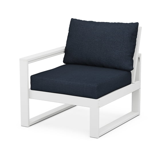 POLYWOOD® EDGE Modular Left Arm Chair in White / Marine Indigo