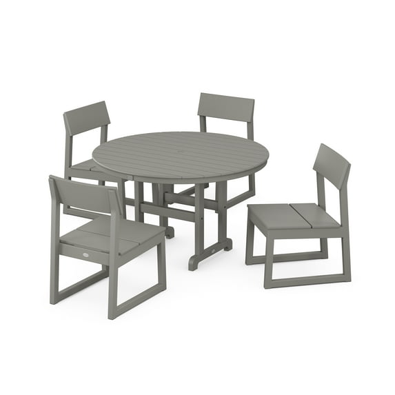 POLYWOOD EDGE Side Chair 5-Piece Round Farmhouse Dining Set in Slate Grey