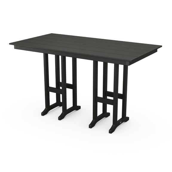 POLYWOOD 72√¢¬Ä¬ù Rectangular Weather-Resistant Patio Bar Table, Black
