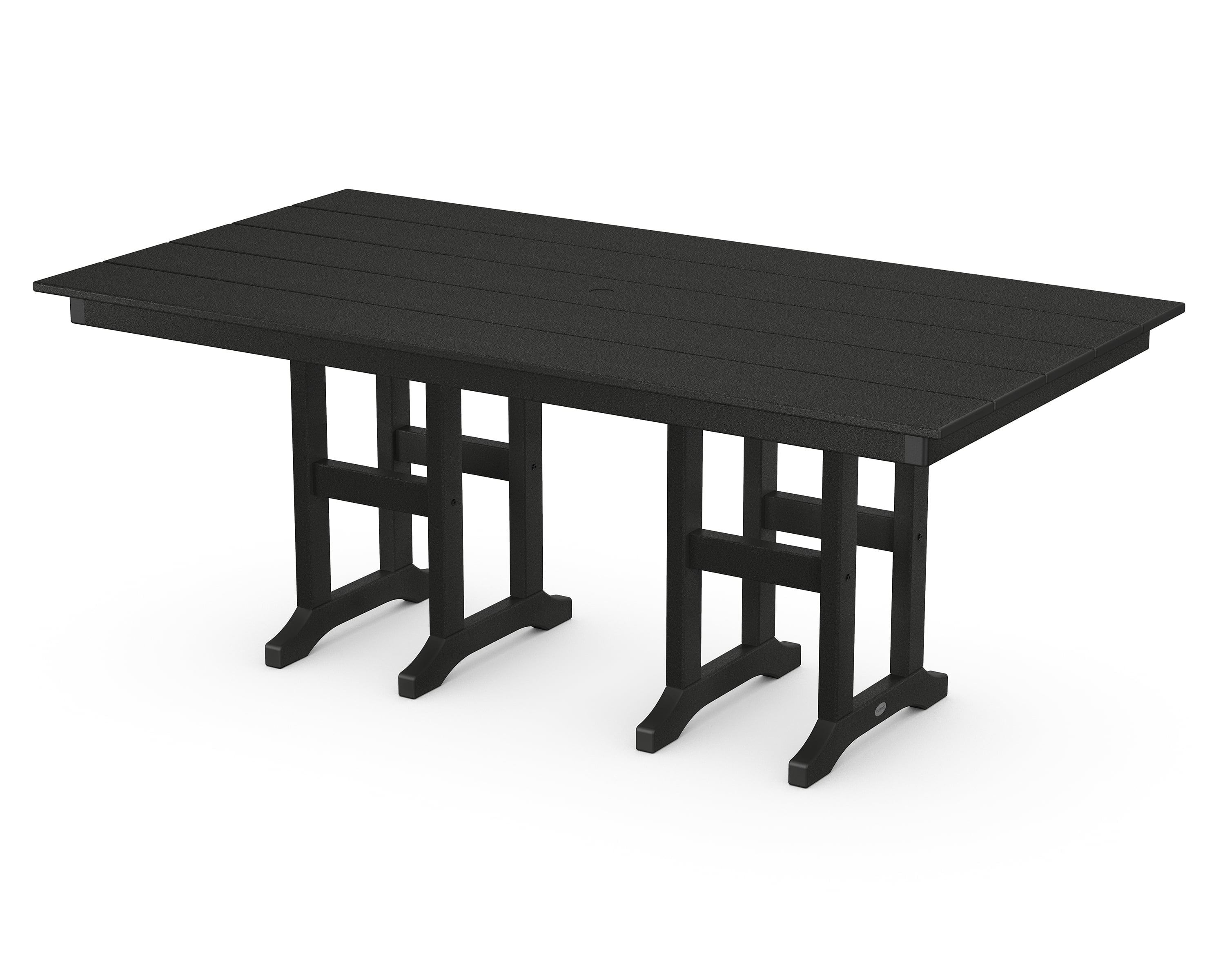 Black 74" Outdoor Farmhouse Dining Table with Plank Top