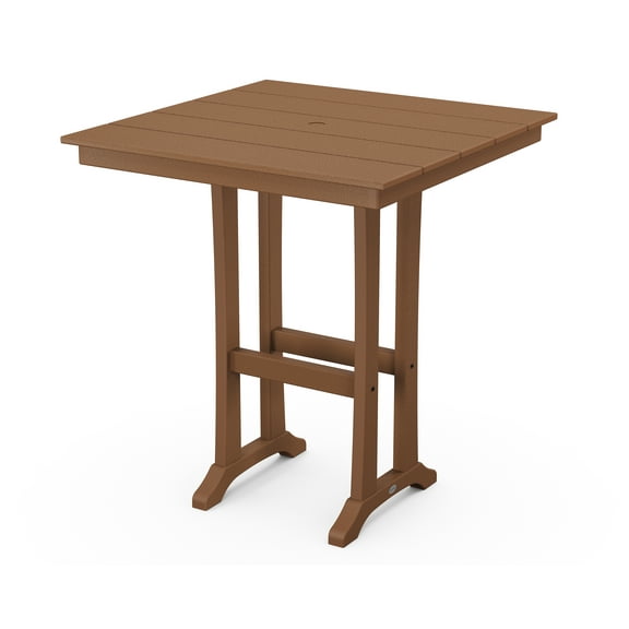 POLYWOOD Farmhouse Trestle 37" Bar Table in Teak