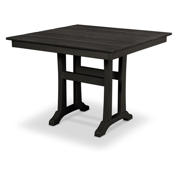 POLYWOOD Farmhouse Trestle 37" Dining Table in Black