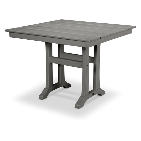 POLYWOOD Farmhouse Trestle 37" Dining Table in Slate Grey