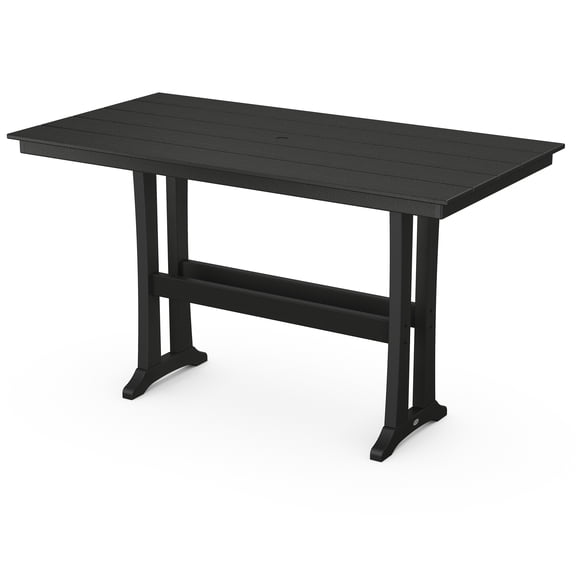 POLYWOOD Farmhouse Trestle 37" x 72" Bar Table in Black