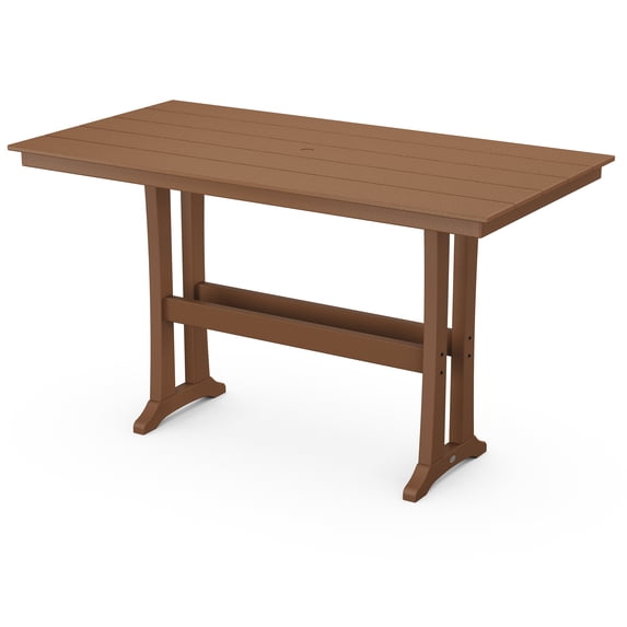 POLYWOOD Farmhouse Trestle 37" x 72" Bar Table in Teak