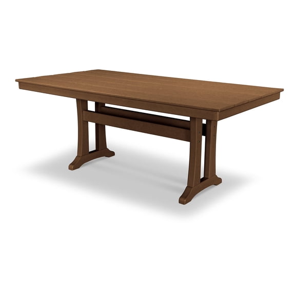 POLYWOOD Farmhouse Trestle 37" x 72" Dining Table in Teak
