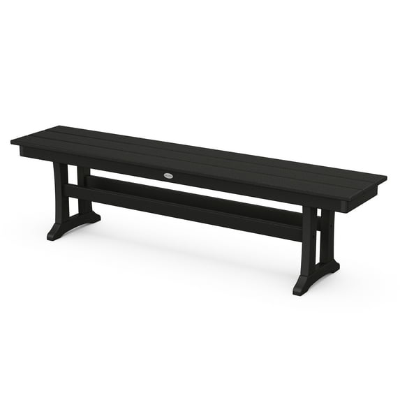 POLYWOOD Farmhouse Trestle 65" Bench in Black