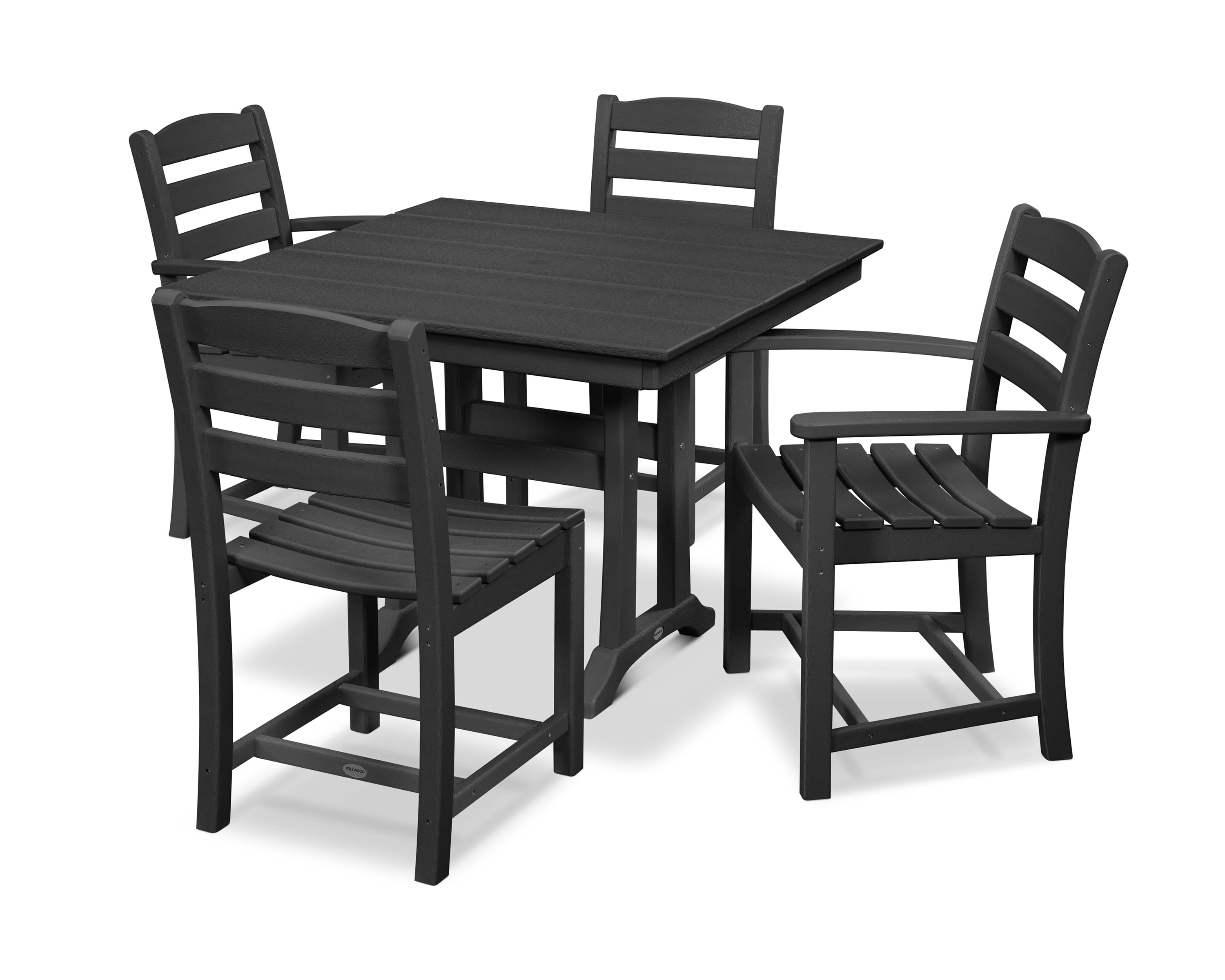 Black 5-Piece Farmhouse Trestle Outdoor Dining Set