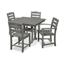 POLYWOOD La Casa Café 5-Piece Farmhouse Trestle Dining Set in Slate Grey