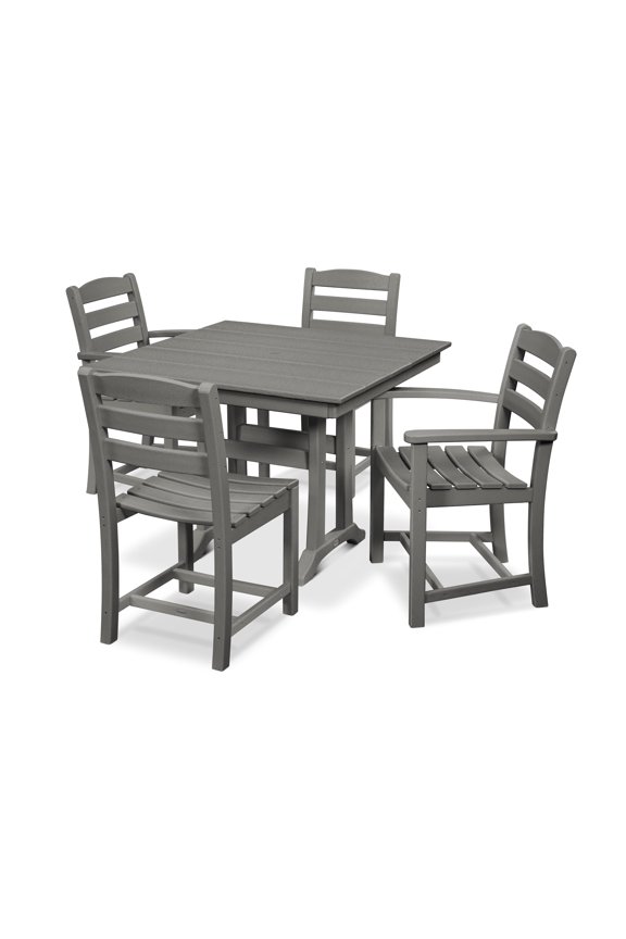 La Casa Café 5-Piece Farmhouse Trestle Dining Set in Slate Grey