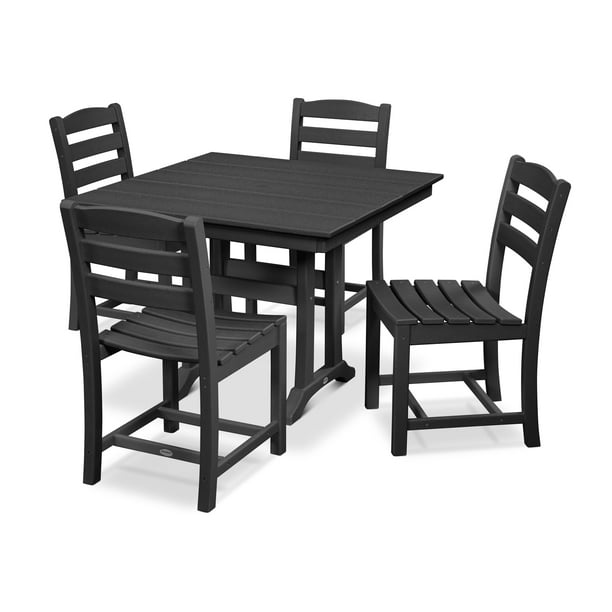 POLYWOOD La Casa Cafe 5 Piece Farmhouse Trestle Side Chair Dining Set in Black Walmart Business Supplies