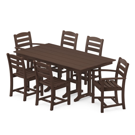 POLYWOOD La Casa Café 7-Piece Farmhouse Dining Set in Mahogany