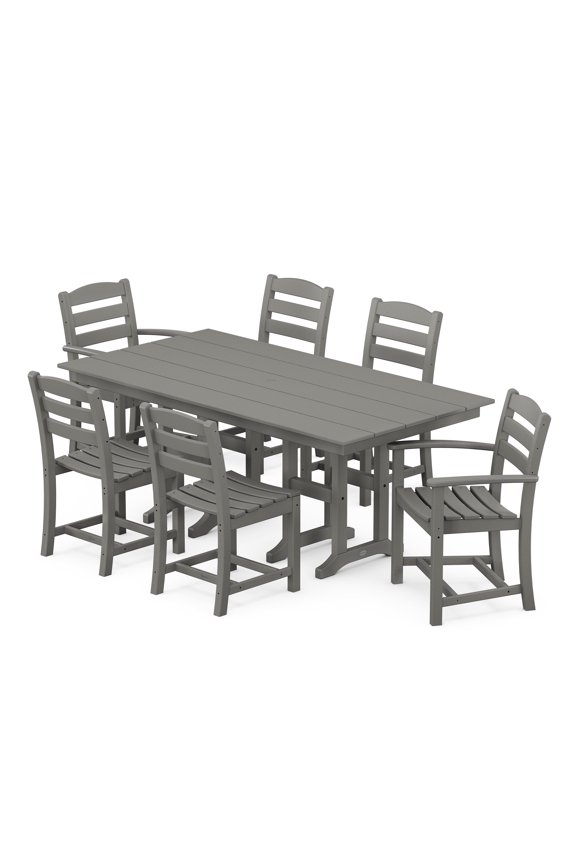 La Casa Café 7-Piece Farmhouse Dining Set in Slate Grey