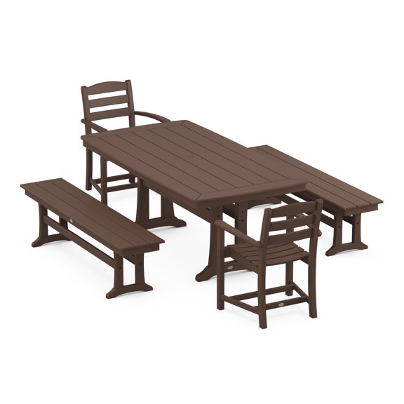 POLYWOOD La Casa Cafe 5-Piece Dining Set with Trestle Legs in Mahogany