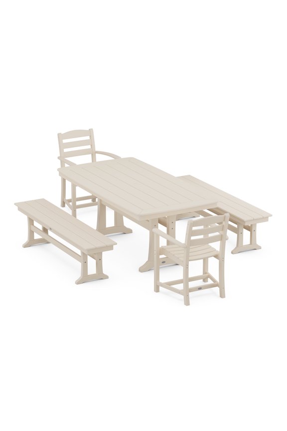 La Casa Cafe 5-Piece Dining Set with Trestle Legs in Sand