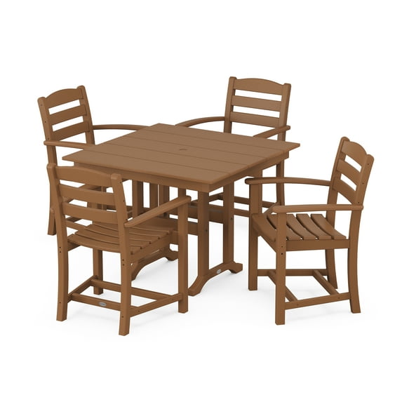POLYWOOD La Casa Cafe 5-Piece Farmhouse Dining Set in Teak