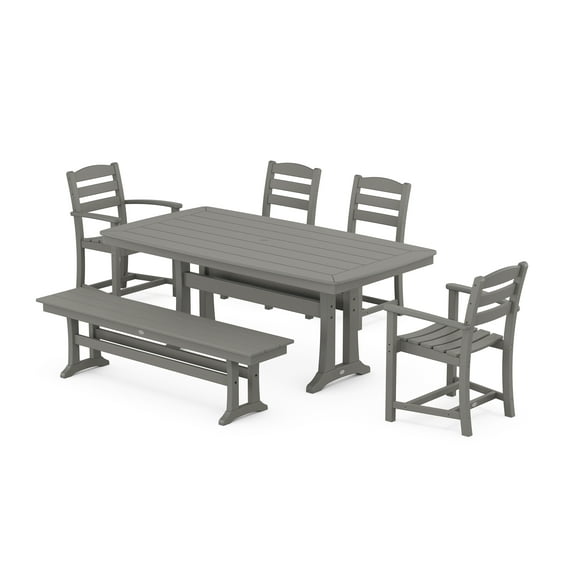 POLYWOOD La Casa Cafe 6-Piece Dining Set with Trestle Legs in Slate Grey