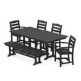 thumbnail image 1 of POLYWOOD La Casa Cafe 6-Piece Farmhouse Dining Set with Bench in Black, 1 of 1