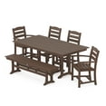 thumbnail image 1 of POLYWOOD La Casa Cafe 6-Piece Farmhouse Dining Set with Bench in Mahogany, 1 of 1
