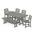 thumbnail image 1 of POLYWOOD La Casa Cafe 6-Piece Farmhouse Dining Set with Bench in Slate Grey, 1 of 1