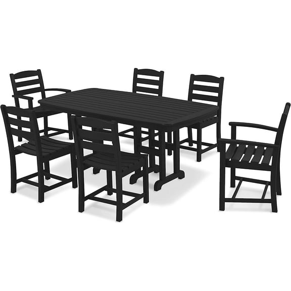 POLYWOOD La Casa Cafe 7-Piece Dining Set in Black