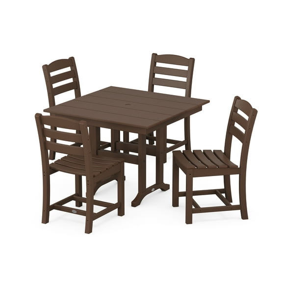 POLYWOOD La Casa Cafe Side Chair 5-Piece Farmhouse Dining Set in Mahogany